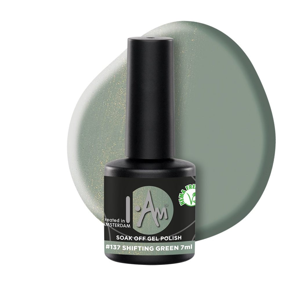 I.Am Gel Polish – gelinis lakas #137 – Shifting Green, 7ml.